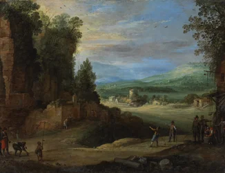 Landschaft mit Männern, die 